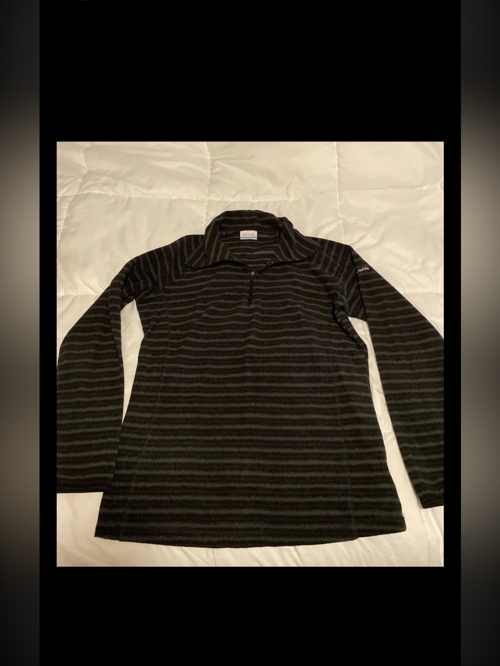 Columbia Women's Half Zip Fleece black and grey stripes pullover size M